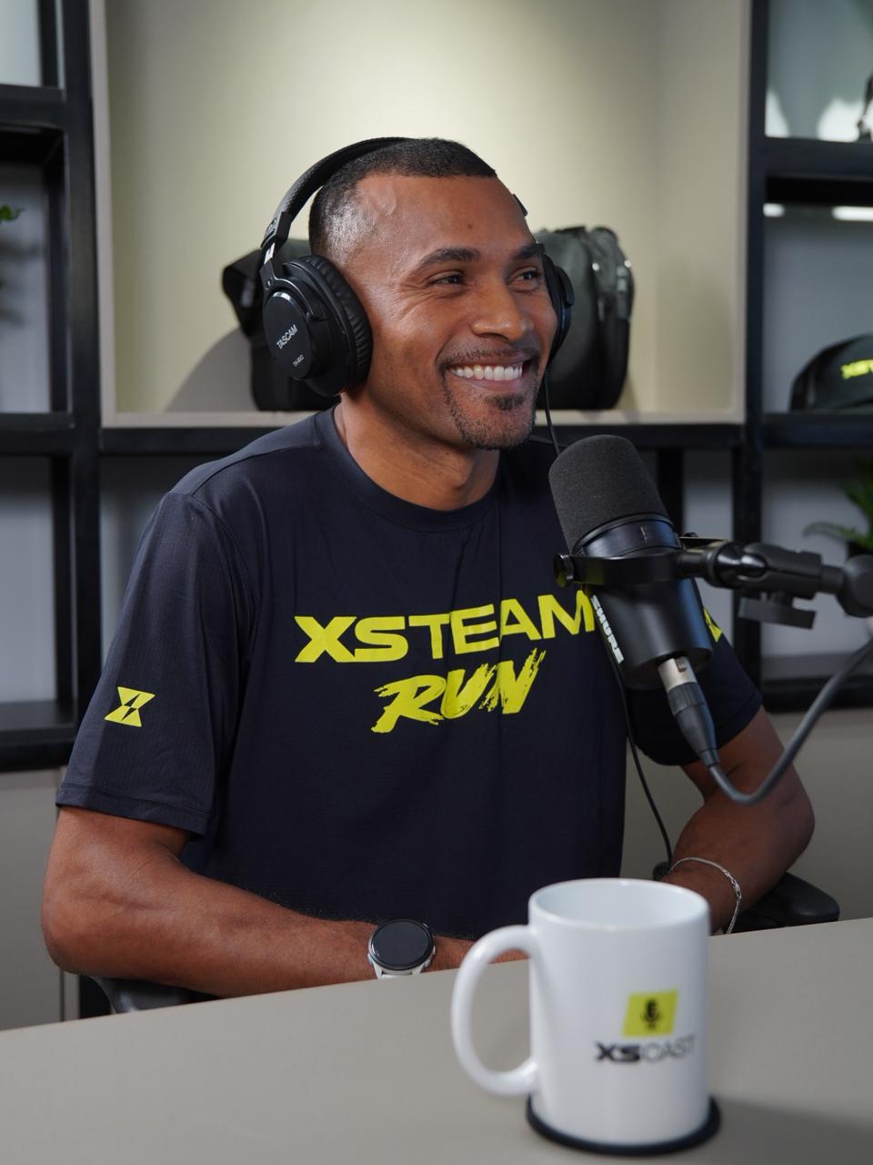 Joílson Bernardo, camisa XSTeam Run, durante a gravação do XSCAST